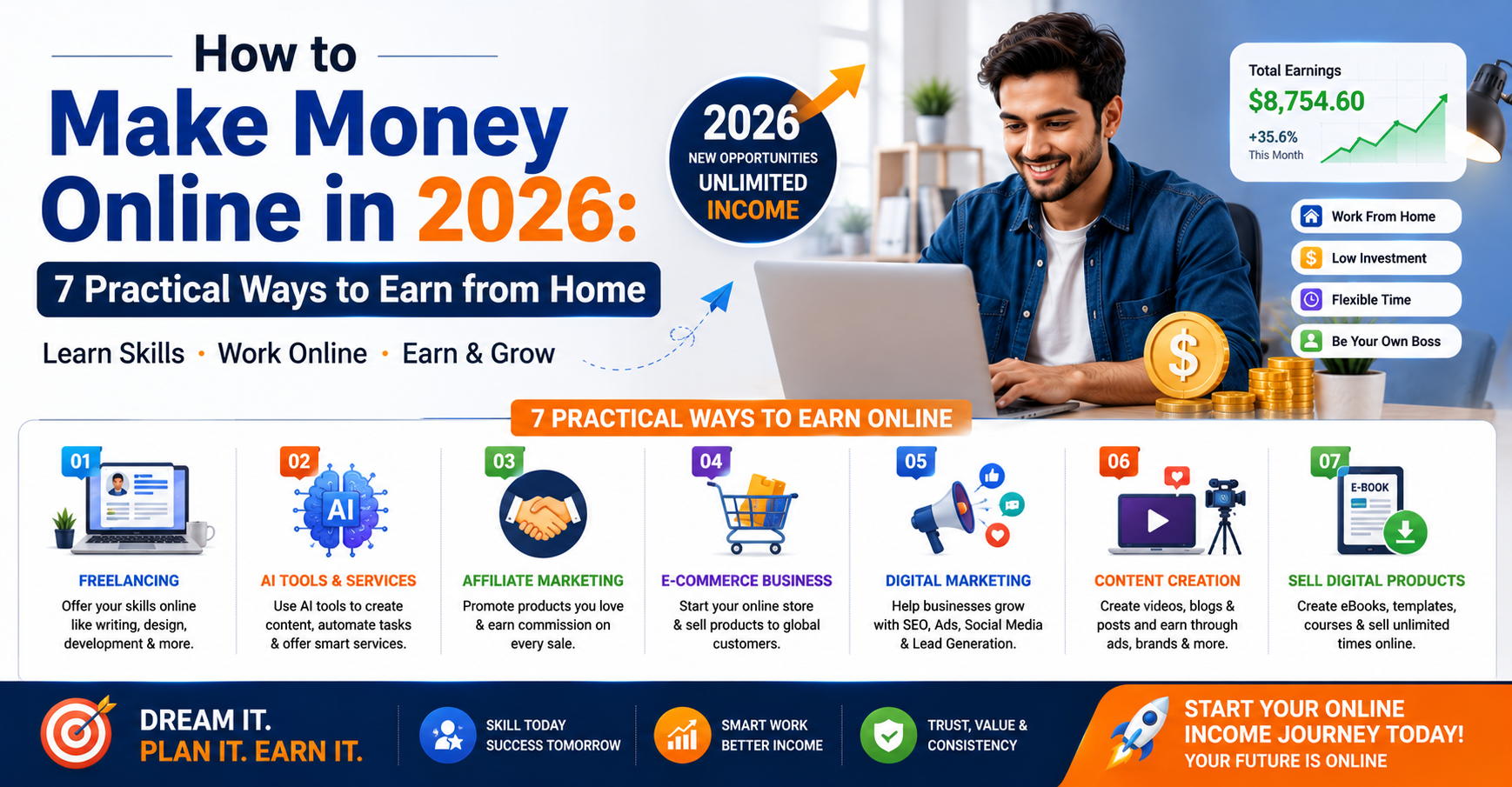 How to Make Money Online in 2026: 7 Practical Ways to Earn from Home